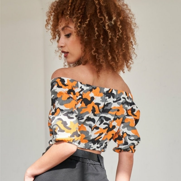 Orange Camo Crop Top - Picture 1 of 1